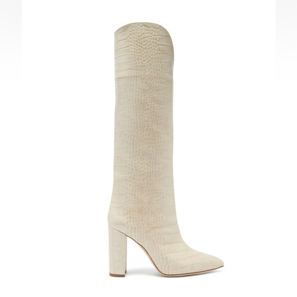 Paris Texas V cut croc embossed leather knee high boots - Picture 1 of 6